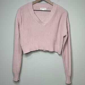 Aeropostale Pink Cropped V-Neck Sweater Size XS Pullover